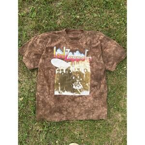 Led Zeppelin II 90s Heavy Metal Vintage Album Rock Roll Brown Tie Dye T-Shirt L